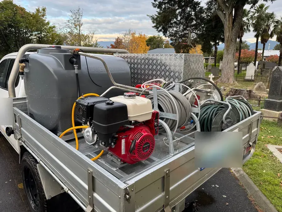The commercial water blasting equipment on the All Incredible ute